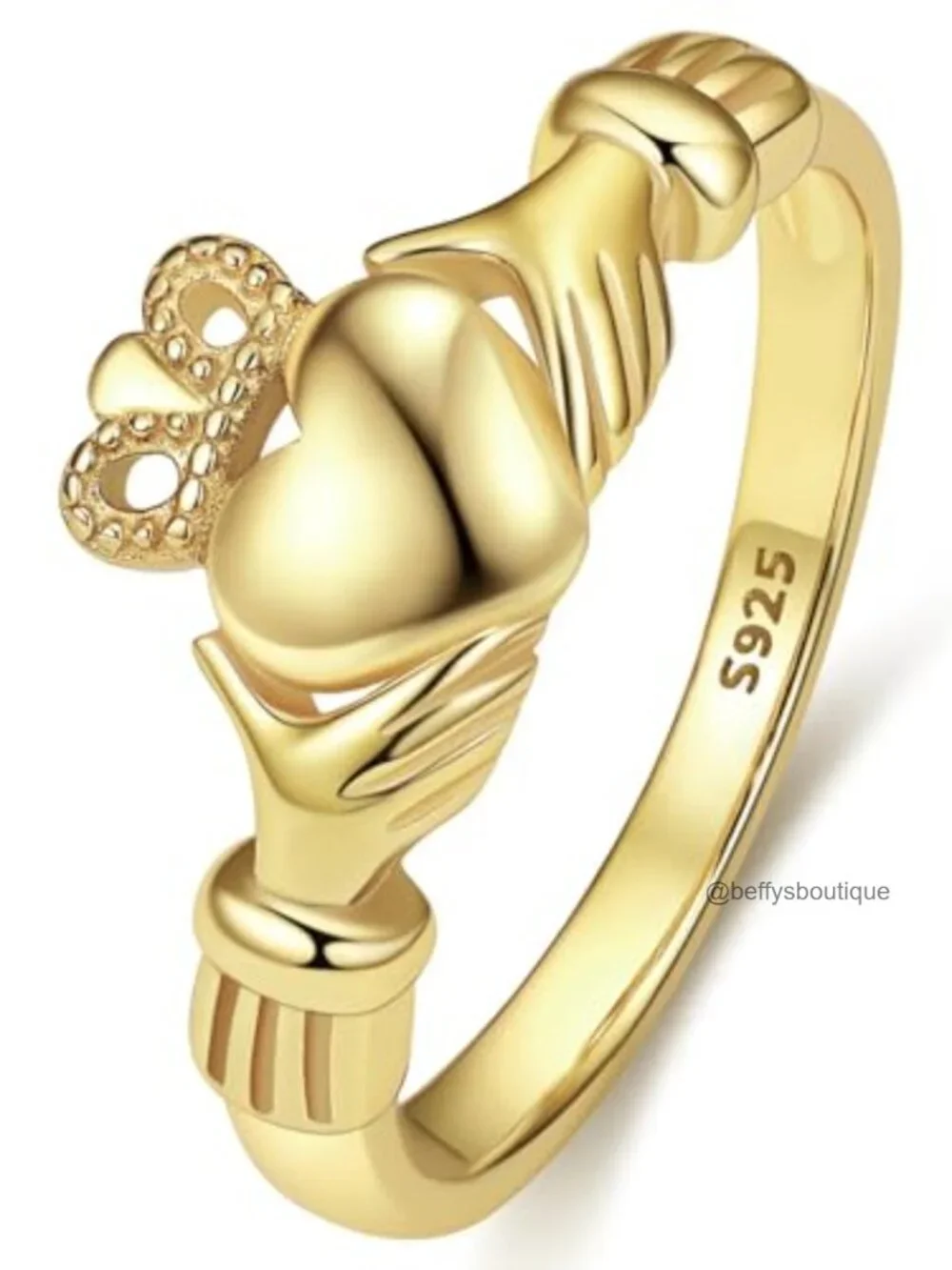 Sterling Silver Claddagh Ring Celtic Knot Ring Women Gold Vermeil Band Stackable